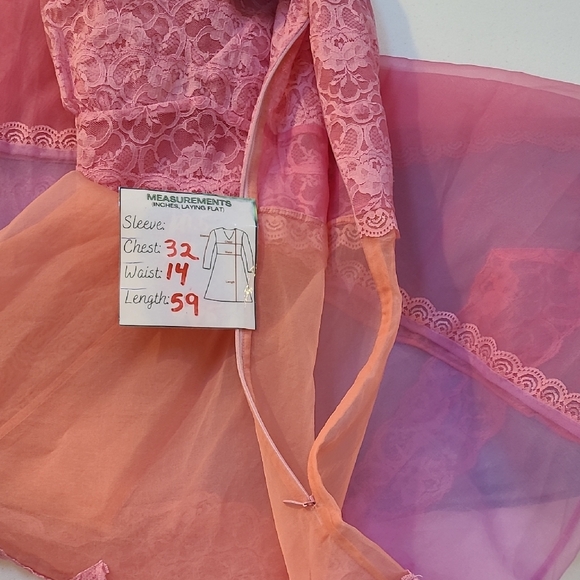 Sheer Fairycore Lace Patchwork Maxi Dress Pink Blue | Side Zip | Small - Picture 14 of 16